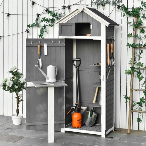 Outsunny gartenschrank holz - gartenschrank,